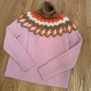 J Crew “Marika” Pink Wool/ Alpaca Turtleneck Sweater Sz Small
